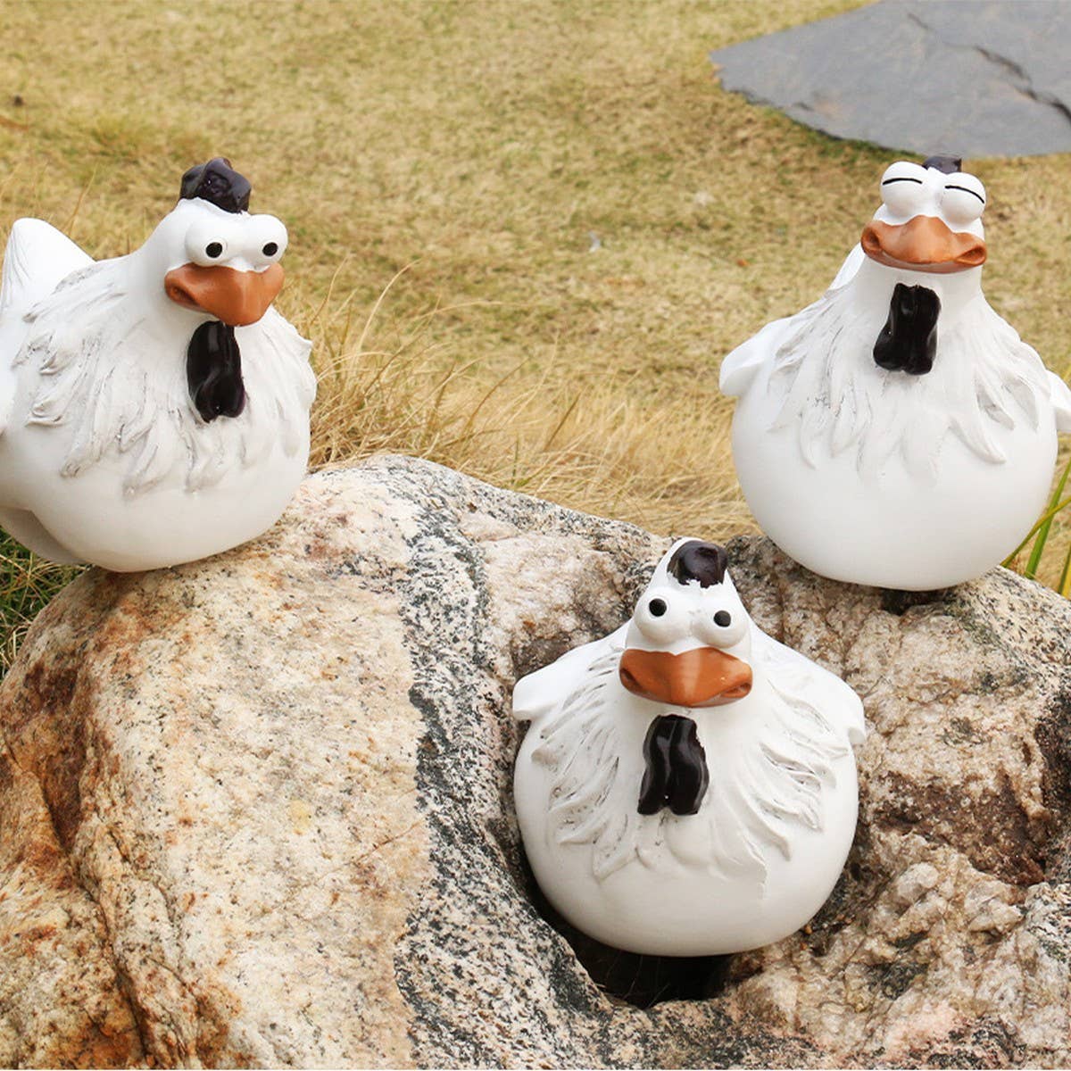 CREATIVE FUNNY CHICKEN RESIN GARDEN FENCE DECOR_CWAJE5299