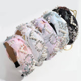 PEARL AND RHINESTONE EMBROIDERED KNOTTED HEADBAND_CWAHA2305