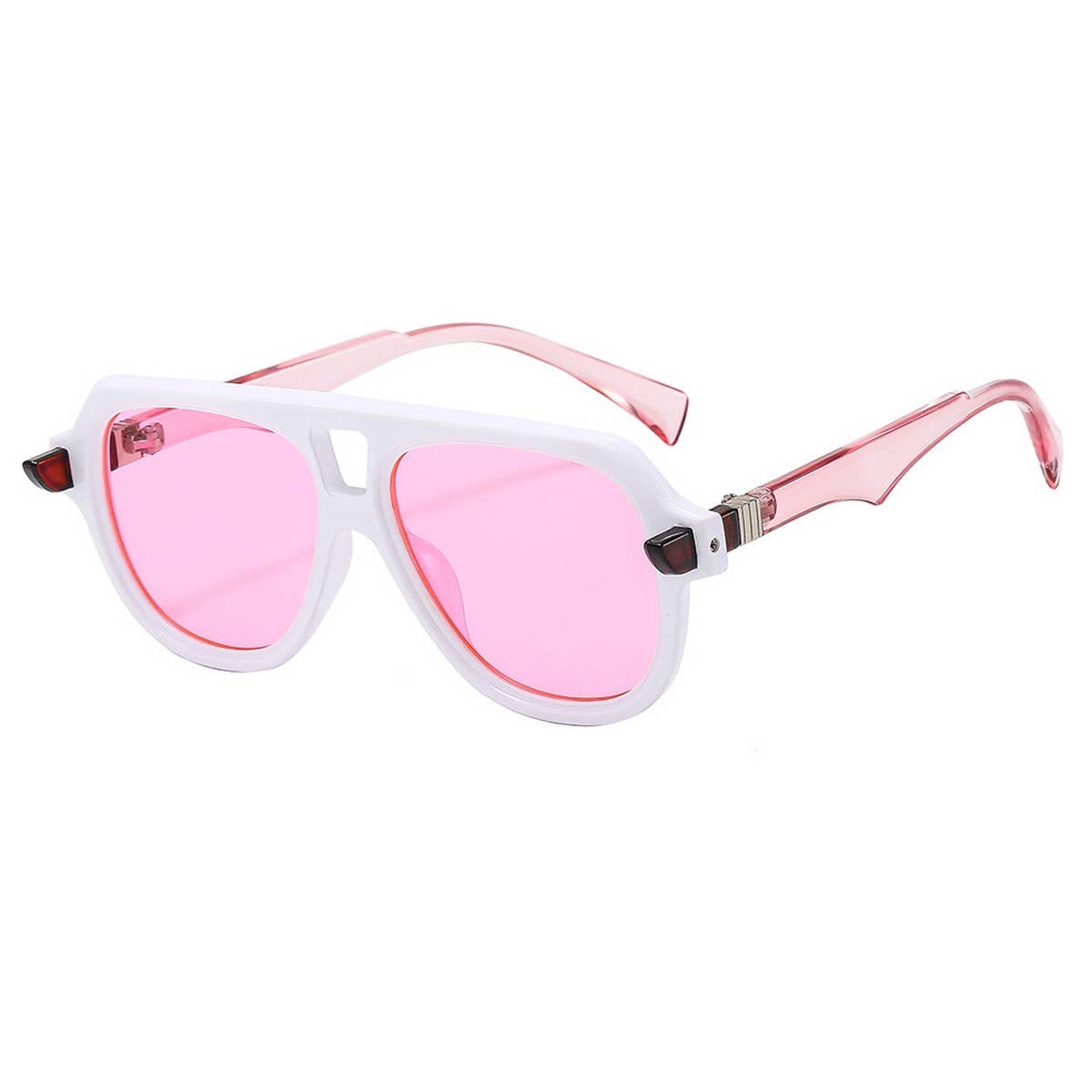 RETRO SPORTY DOUBLE BRIDGE COLORBLOCK SUNGLASSES_CWASG1197