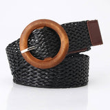 Cwabe0932_Fashionable Braided Wooden Buckle Belt