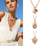 SIMPLE COLORFUL MULTI PENDANT NECKLACE FOR WOMEN_CWMM3789