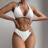 HALTERNECK CHAIN SPLIT 2 PIECE BIKINI SWIMSUIT_CWMW0168