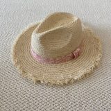 SUMMER LARGE BRIM FUR EDGED STRAW HAT_CWAH3470