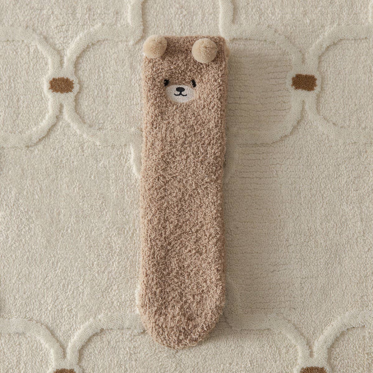EMBROIDERED CARTOON BEAR LINT FREE SOCKS_CWMS0800