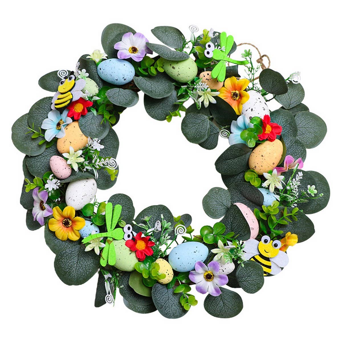 EUCALYPTUS EASTER EGG FAUX FLORAL WREATH_CWAJE05412