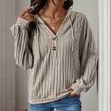 Solid Color Woolen Pit Strip Hoodie For Women