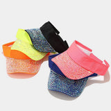 RHINESTONE VISOR HAT TRENDY SUNSHADE BASEBALL CAP_CWAH3291