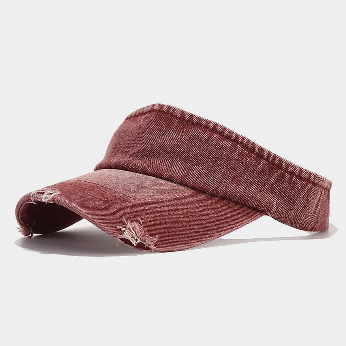 DISTRESSED DENIM VISOR HAT VINTAGE SUNSHADE CAP_CWAH3286
