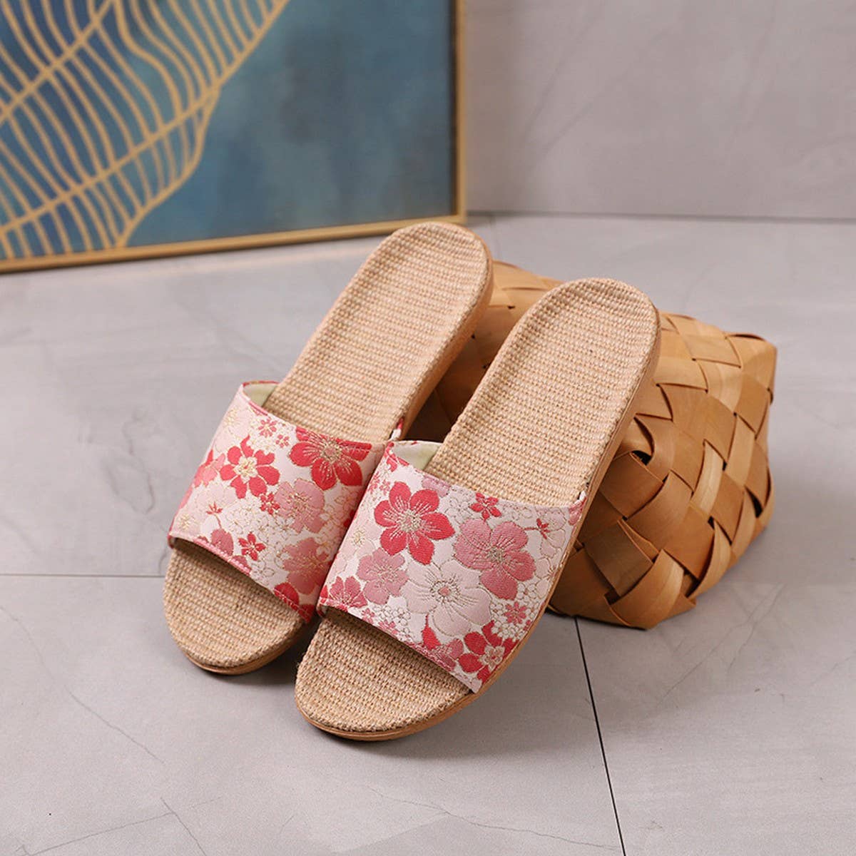 BREATHABLE LINEN SATIN SLIDERS FOR HOME OUT_CWSHF0189