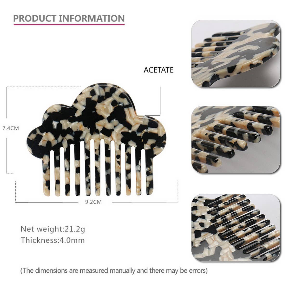 ACETATE 4MM PLATE HAIR COMB ANTI STATIC COMB_CWAHA4181