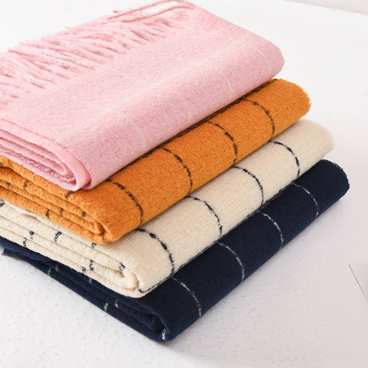 DOUBLE SIDED PLAID SCARF FOR WOMEN WINTER CHIC_CWASC0401