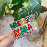 Christmas Hair Claw - Santa Bell Gift House Clip_Cwaha07289