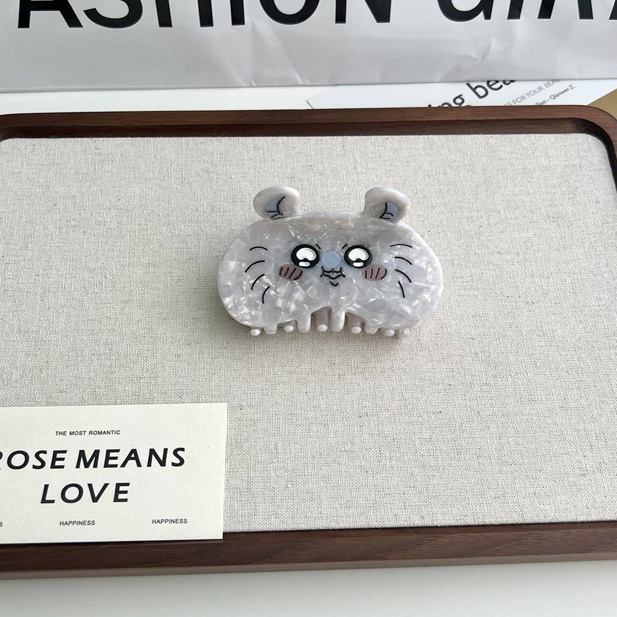 CUTE CARTOON CAT ACETATE HAIR CLIP WITH BUNNY_CWAHA5719