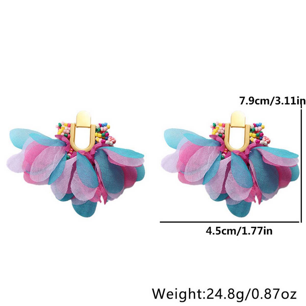 U-Shaped Beaded Tassel Earrings Dopamine Style_Cwmm6167