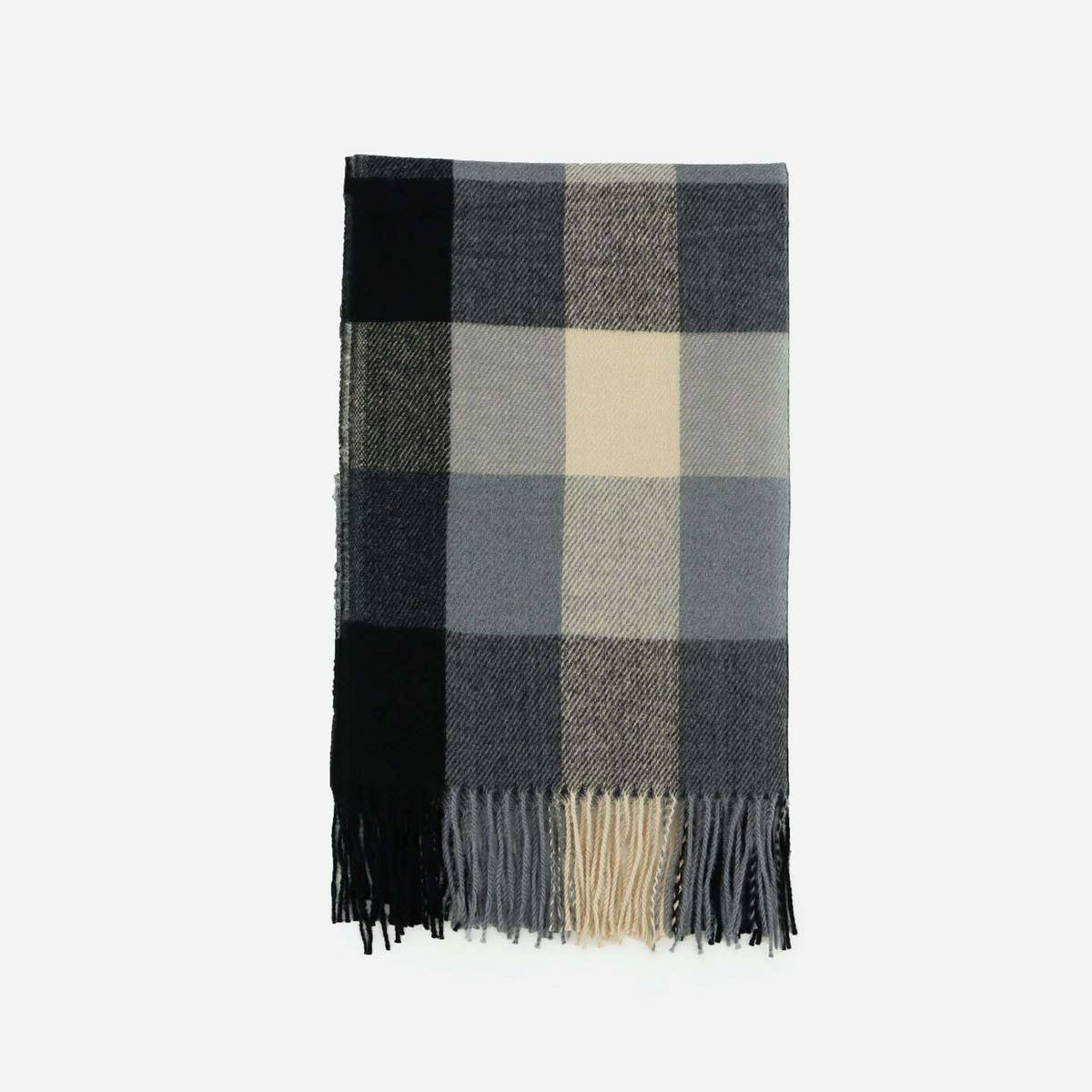 FAUX CASHMERE PLAID SCARF WITH TASSELS FOR MEN_CWASC1100