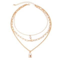 MINIMALIST LOCK KEY PENDANT NECKLACE_CWAJE1174