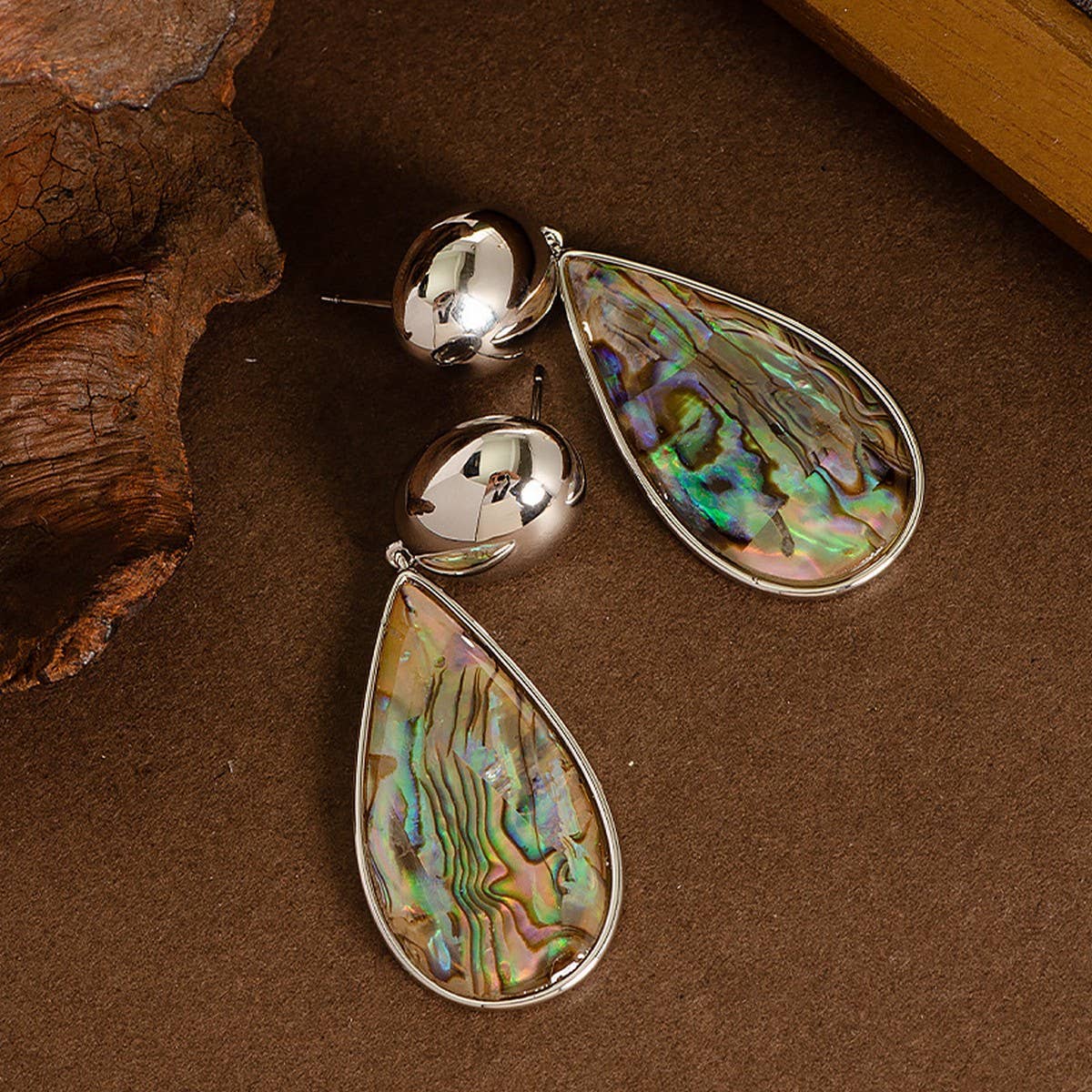 RETRO PERSONALITY ABALONE PENDANT EARRINGS_CWMM4330