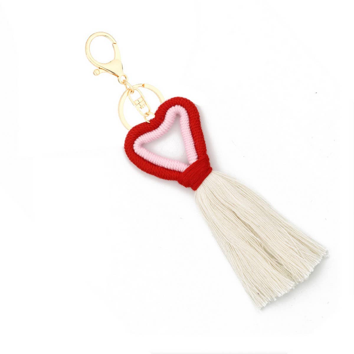 HANDMADE COTTON ROPE HEART KEYCHAIN_CWAB5074