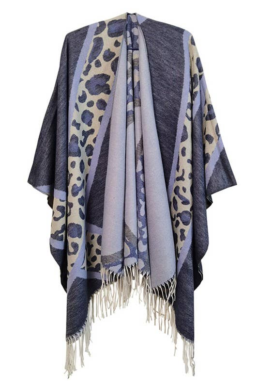 LEOPARD POINT CASUAL SHAWL WRAP_CWASC0005