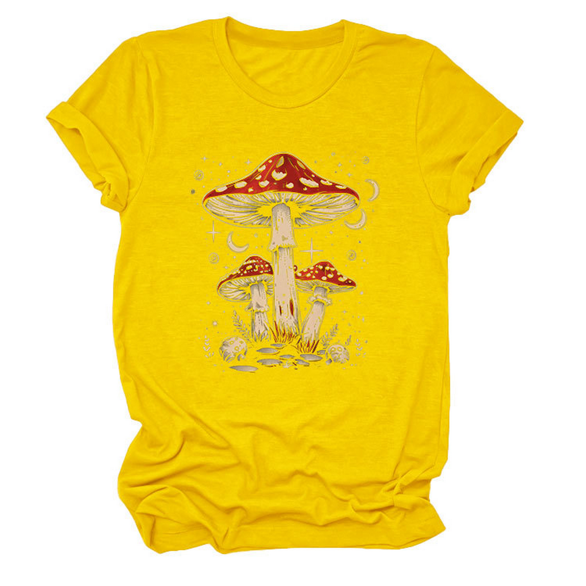PLAYFUL RED MUSHROOM PRINT WOMENS BASE TEE_CWTTS1510