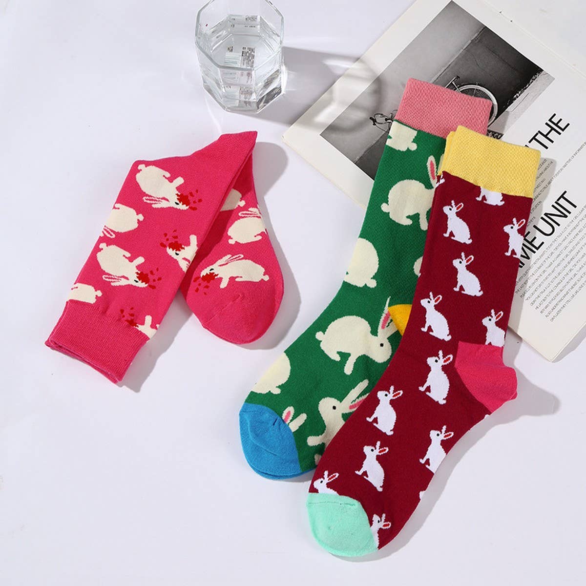 AUTUMN AND WINTER CREATIVE PRINTED MID CALF SOCKS_CWMS1014
