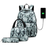 BACKPACKS FOR SCHOOL USB 3 PIECE SET FOR GIRLS_CWAB5477