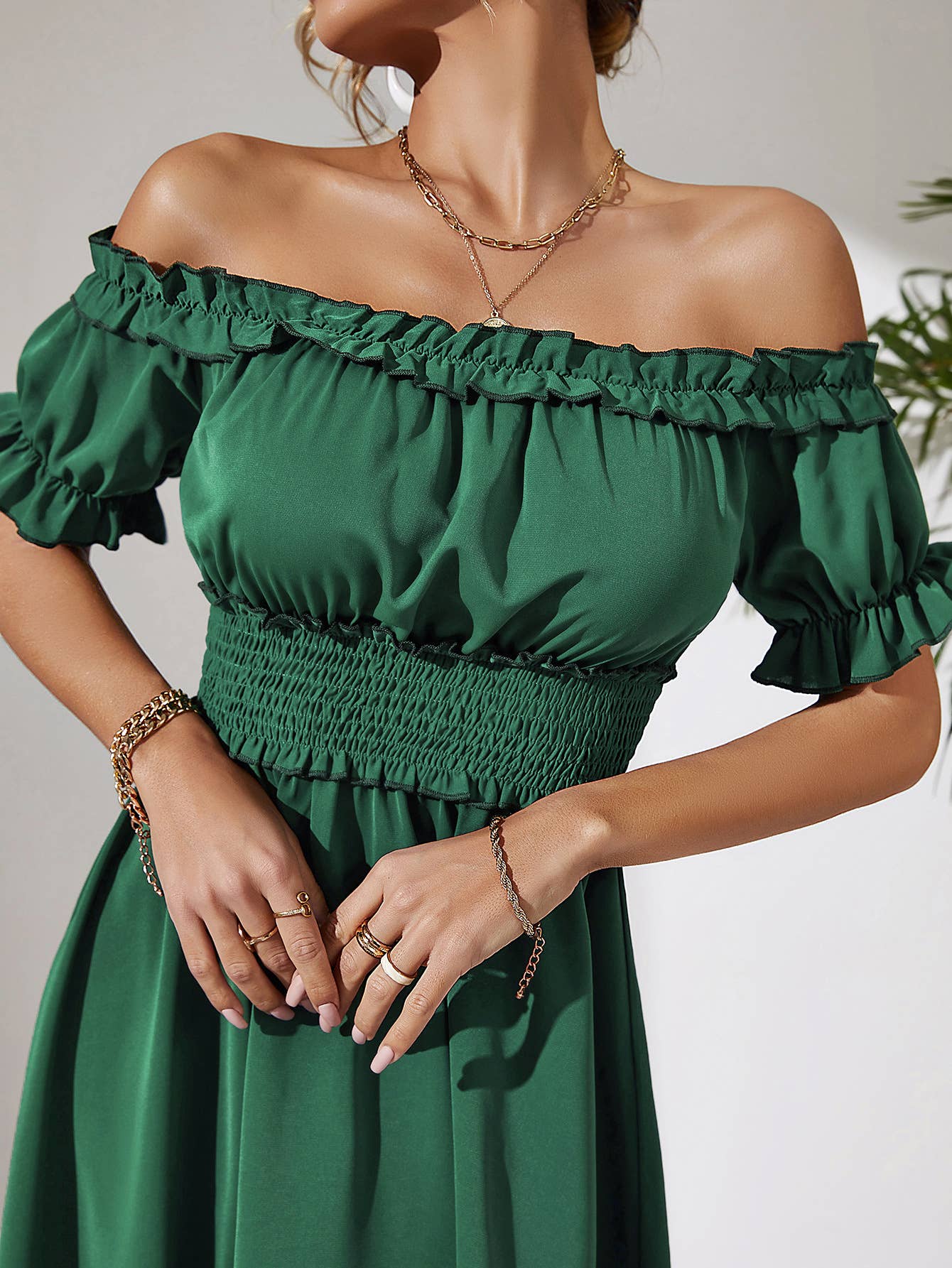 Stylish One-Shoulder Sexy Waist Short Dress