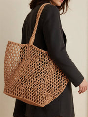 Ven Cotton Shoulder Beach Bag, Hollow Design_Cwab0809