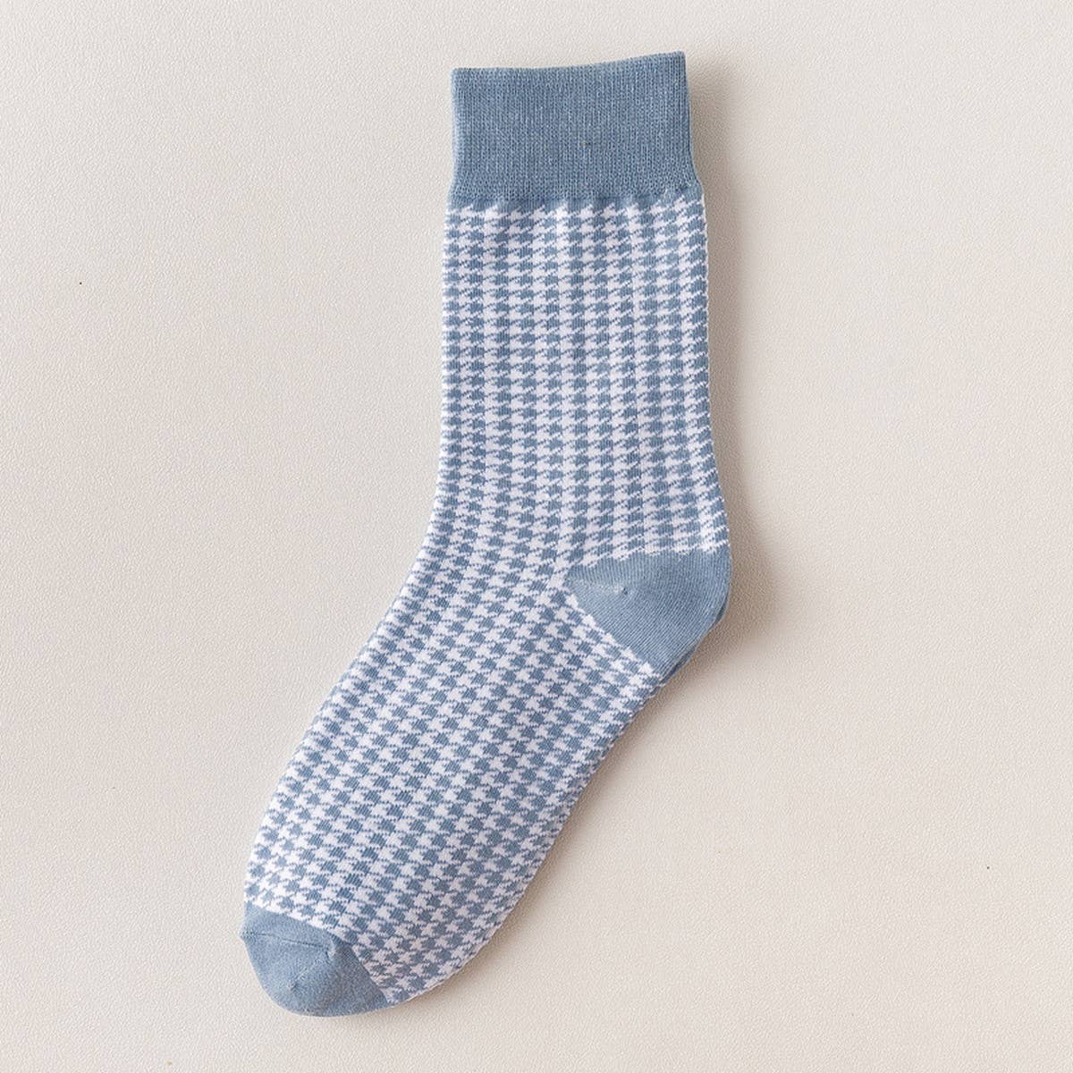 Women Blue Striped Plaid Socks_Cwms0667