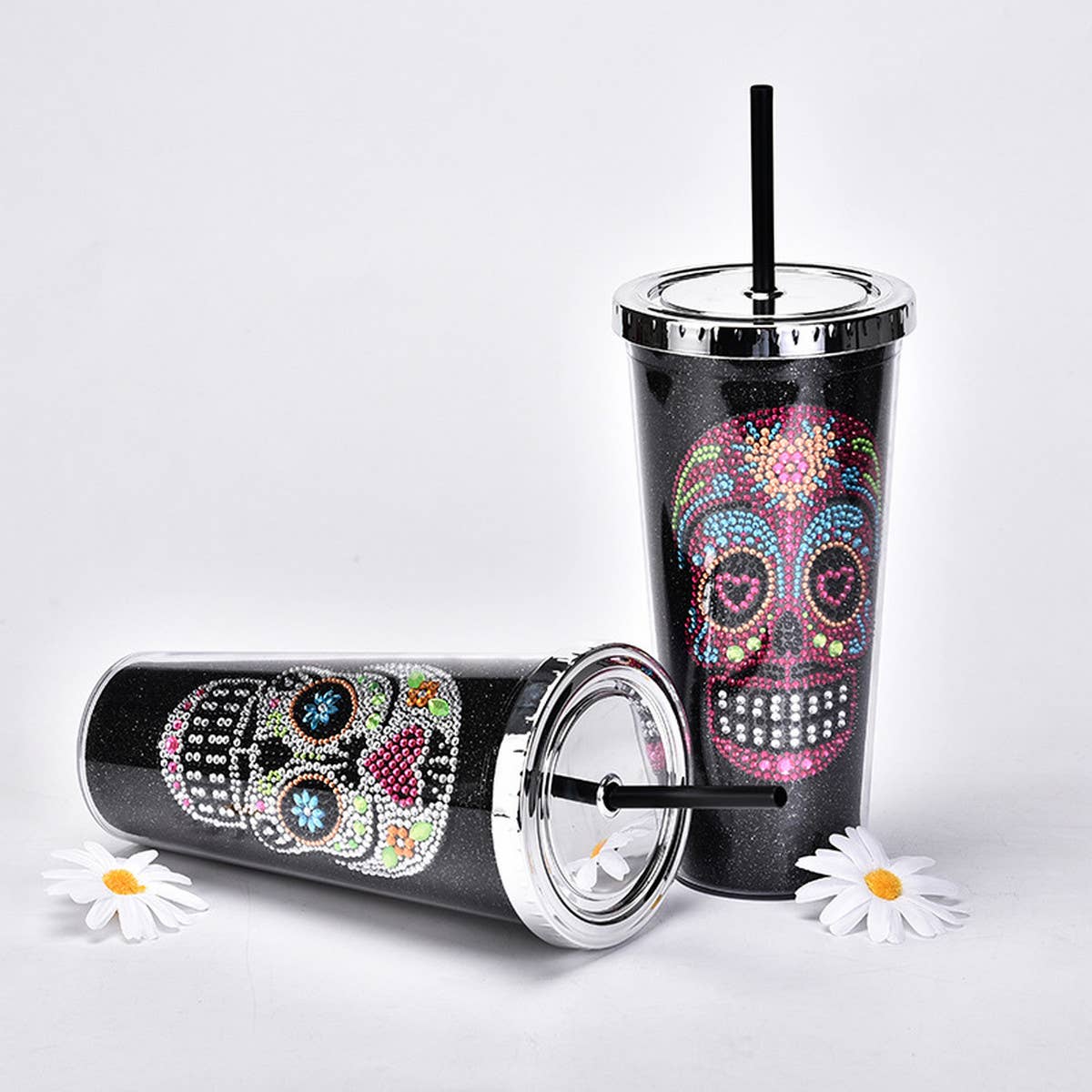 DOUBLE LAYER STRAW SKULL WATER CUP_CWMM0983