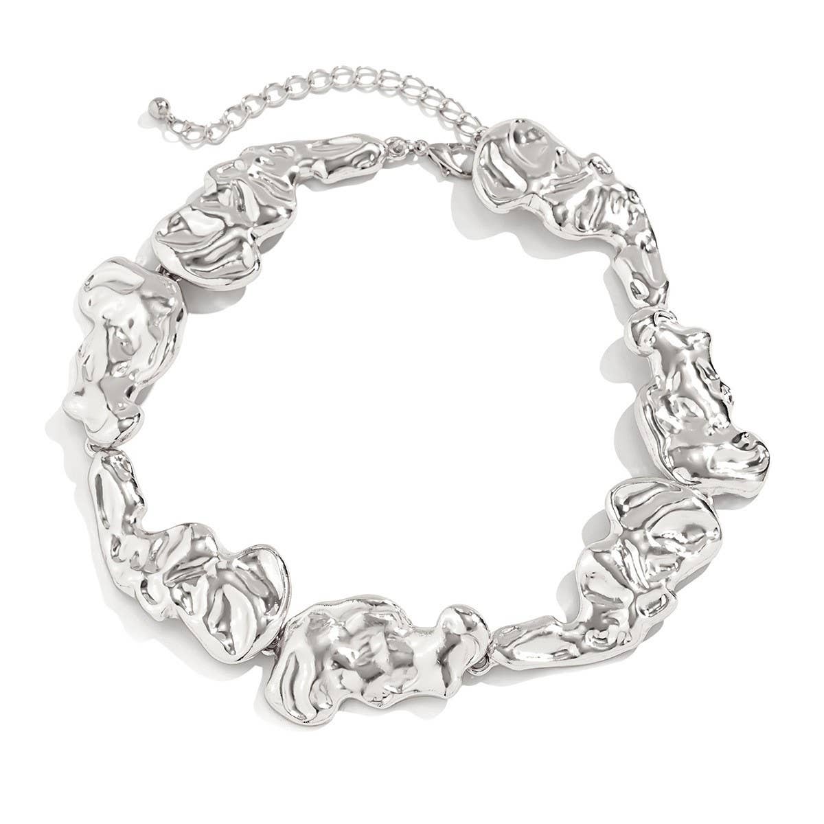 Wrinkled Metal Irregul Vintage Necklace Set_Cwmm3249