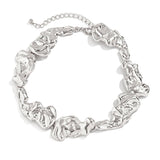 Wrinkled Metal Irregul Vintage Necklace Set_Cwmm3249