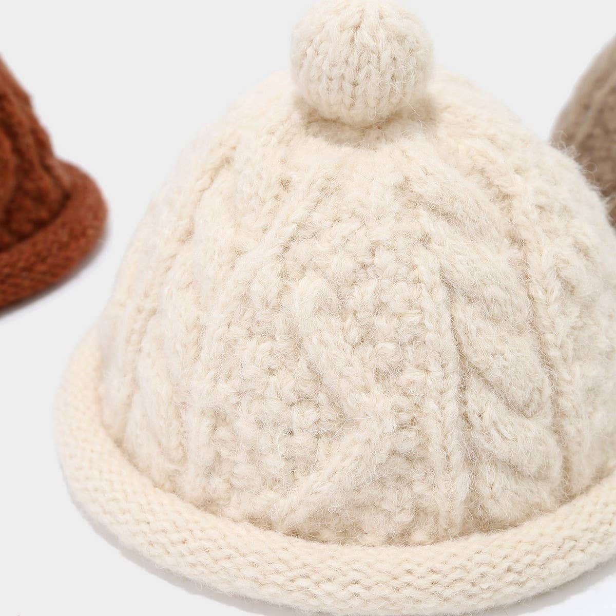 Winter Knit Beanie Cap Women Men Braided Dome Hat_Cwah04771