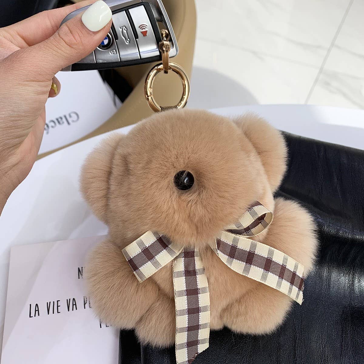 CUTE BEAR DOLL FUR BAG PENDANT CAR KEYCHAIN_CWMM2491