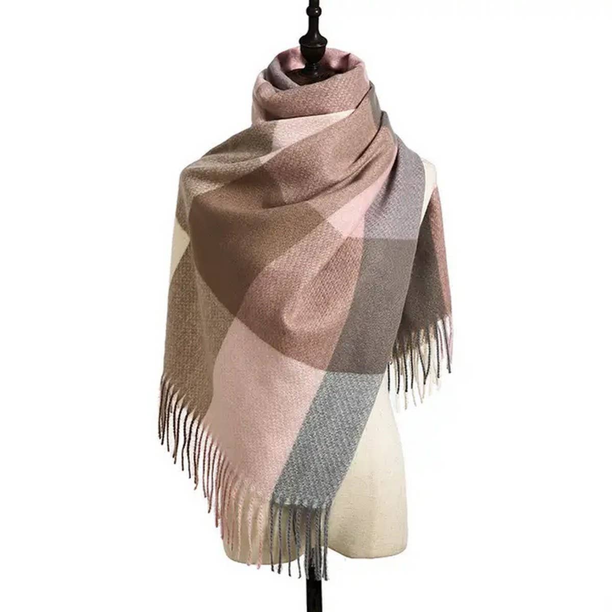 AUTUMN WINTER PLAID THICK SHAWL SCARF_CWASC0176