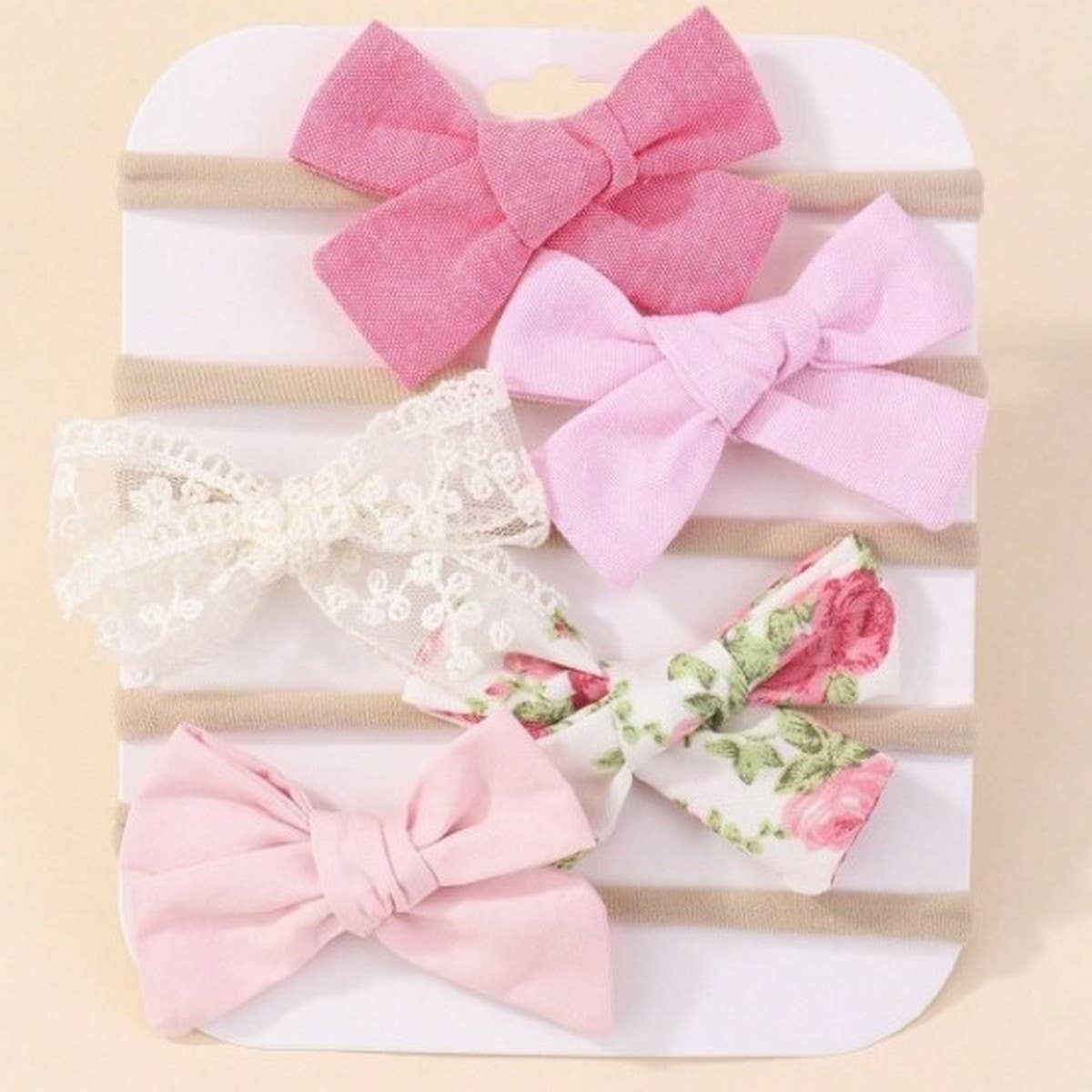 BABY NYLON BOW HEADBAND SET SOFT NO MARK_CWAHA6748