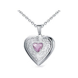 BIRTHSTONE HEART ZIRCON STAINLESS STEEL NECKLACE_CWMM5542