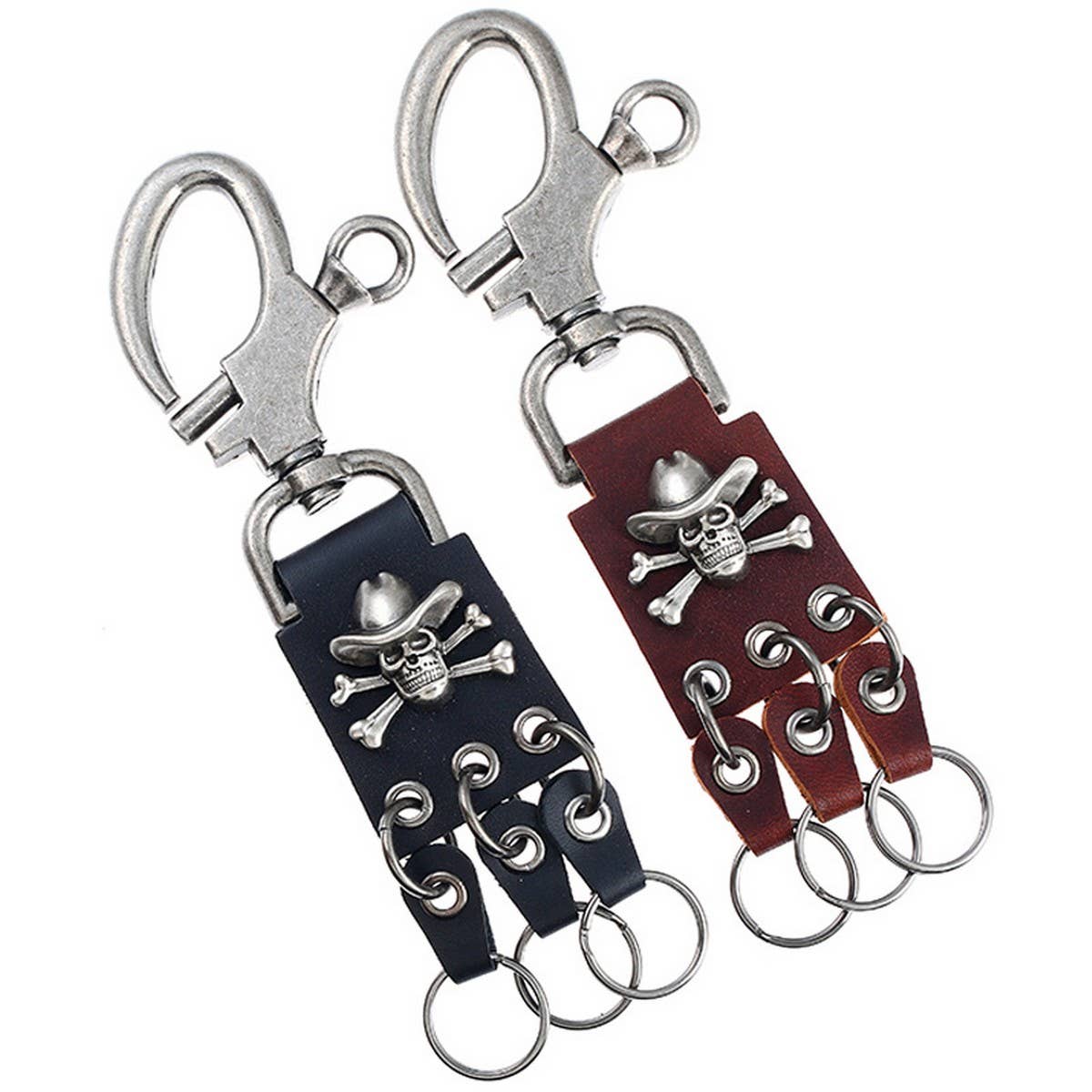 FASHION MENS ALLOY SKULL COWHIDE KEYCHAIN_CWMM5027