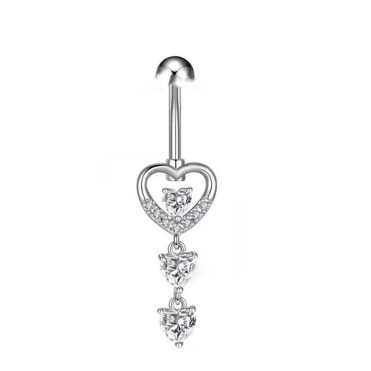 CUTE CZ NAVEL RING HEART BUTTERFLY DESIGN_CWMM9181