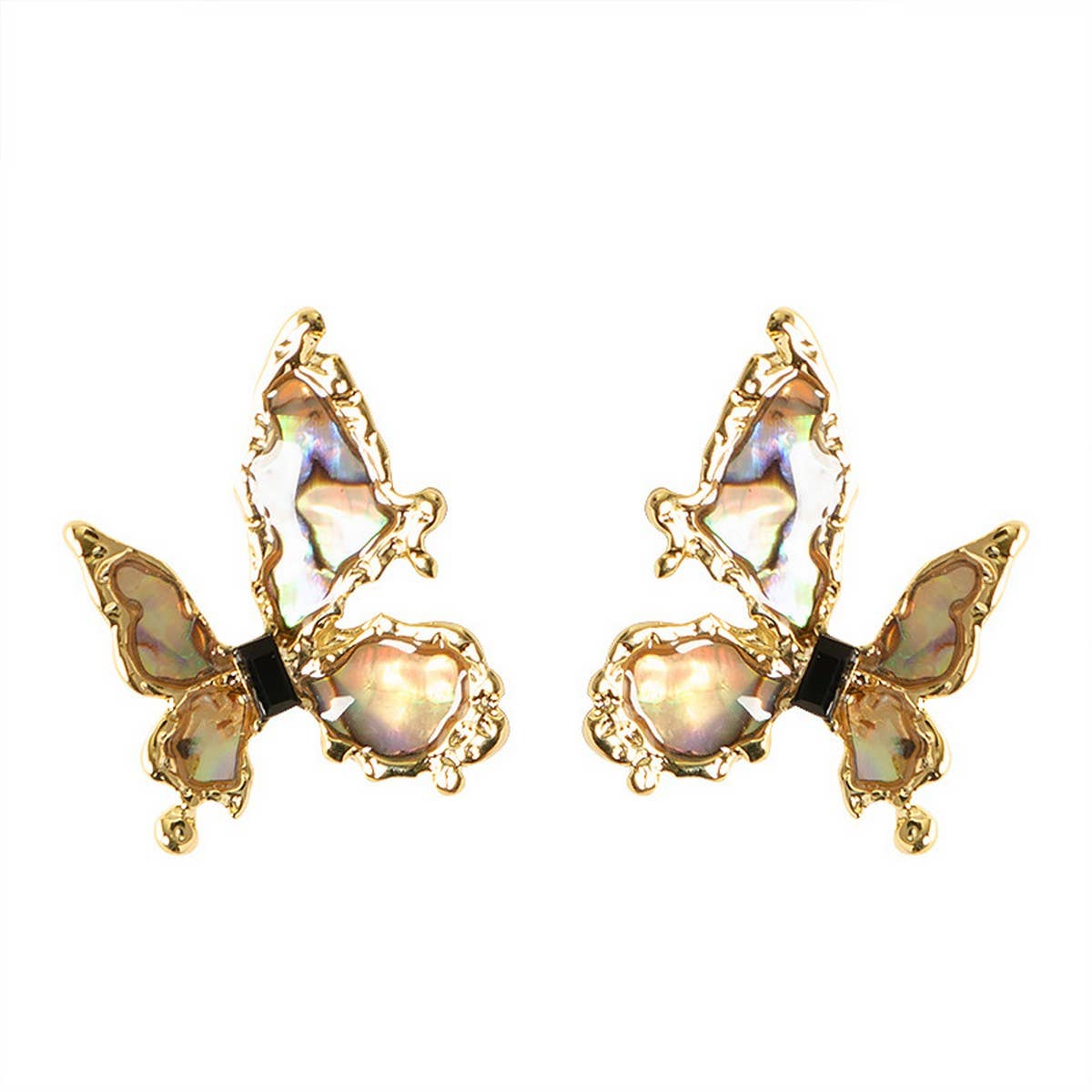 COLORFUL ABALONE BUTTERFLY EARRINGS_CWMM4296