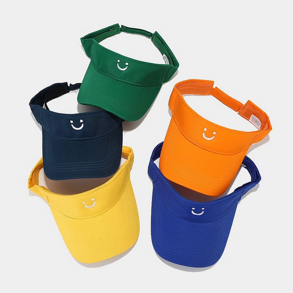 CUTE SMILE EMBROIDERED VISOR SUMMER SUN HAT_CWAH3289