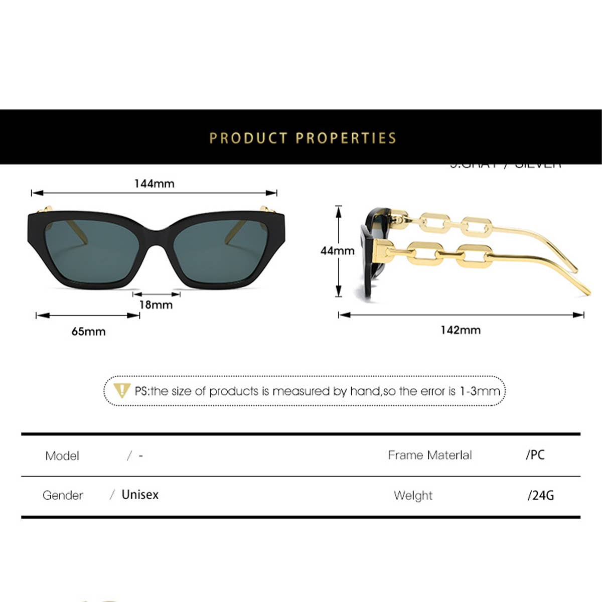 CAT EYE CHAIN FASHION METAL SUNGLASSES WOMEN_CWASG0279