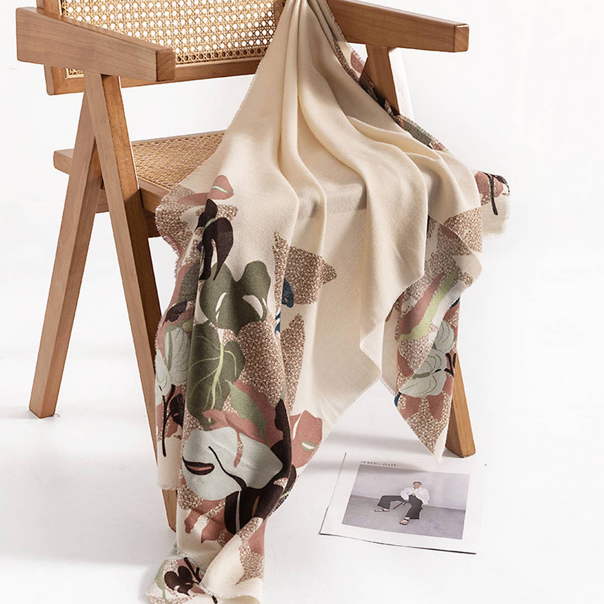 FLORAL SCARF ELEGANT VINTAGE WINTER WRAP_CWASC0448
