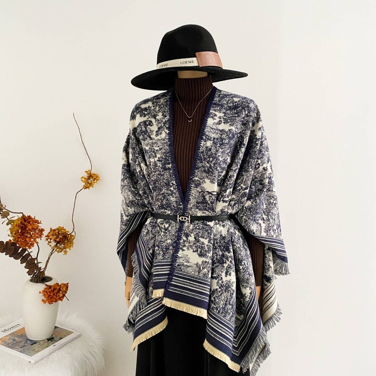 All-Season Warm Shawl Women Thick Poncho Cape_Cwocasl00081