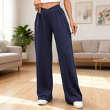 Solid Color Tight-Waist Straight Casual Pants