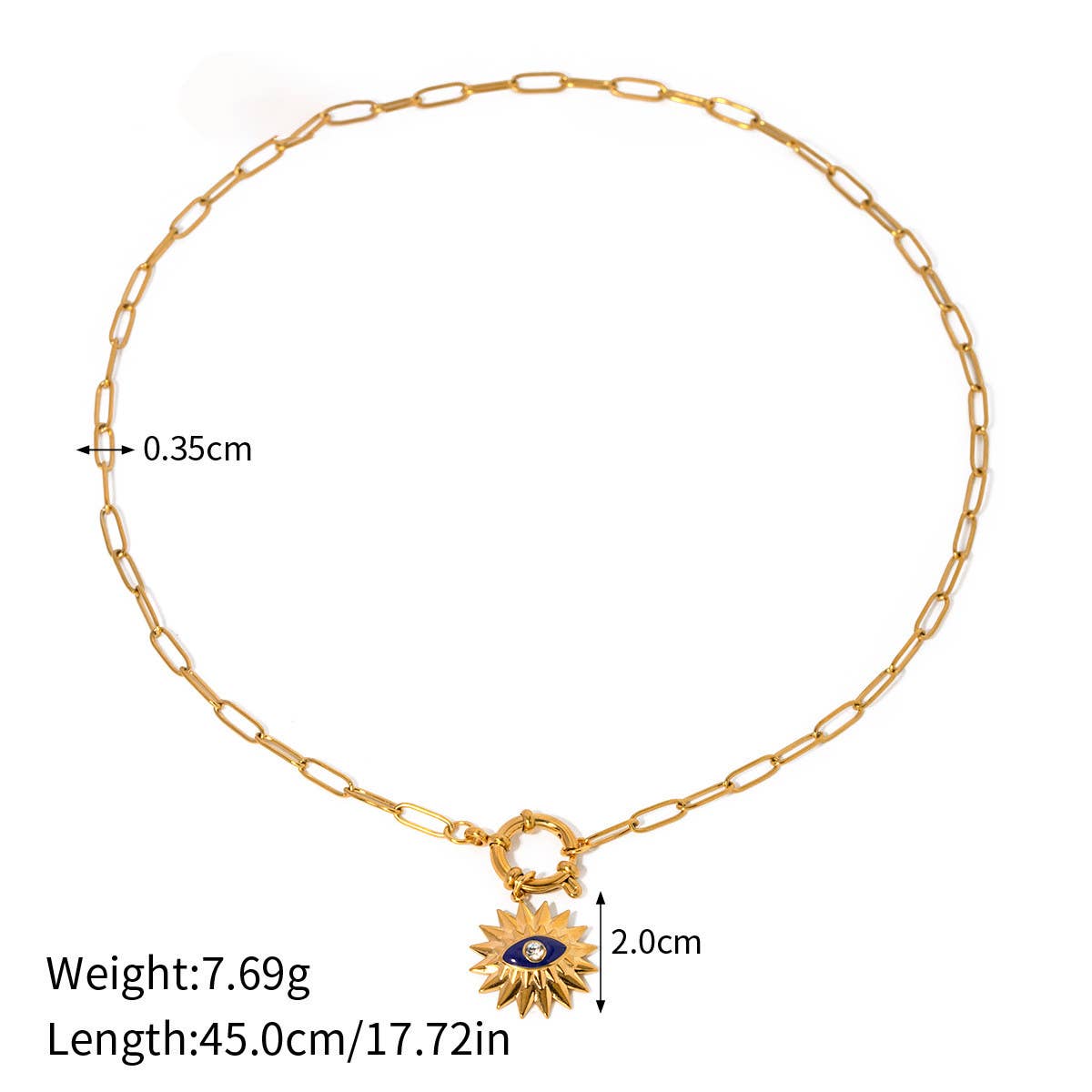 OIL DRIP RHINESTONE SUNFLOWER DEVILS EYE NECKLACE_CWAHA0913