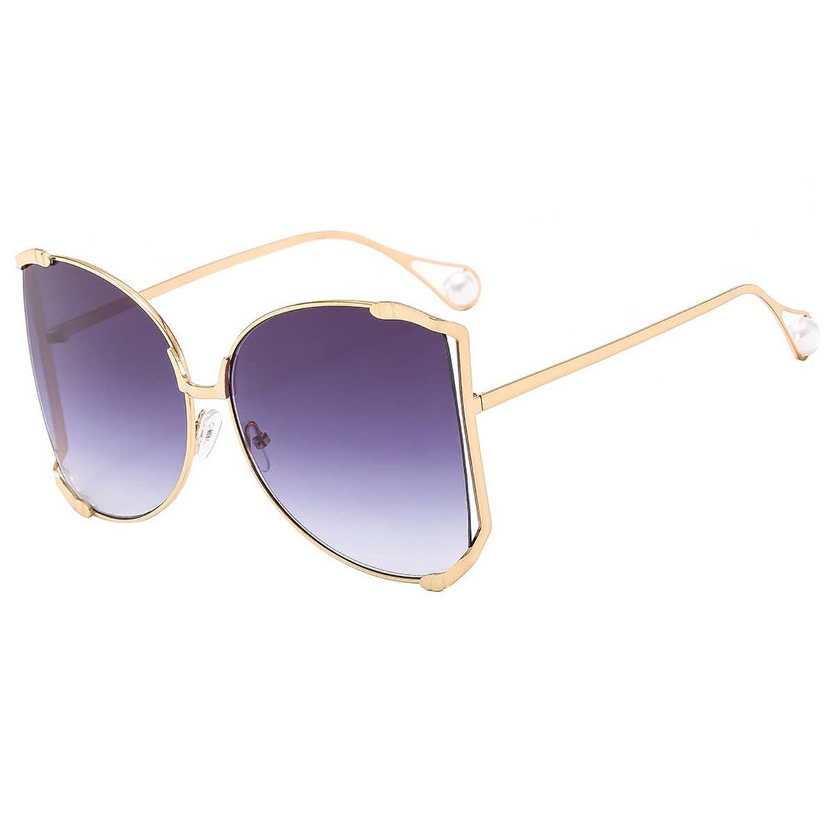 RUNWAY OVERSIZED SUNGLASSES WITH GEM ARMS_CWASG1181