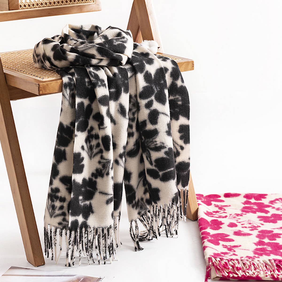 ROSE PRINT FAUX CASHMERE SCARF FOR WOMEN WINTER_CWASC0450