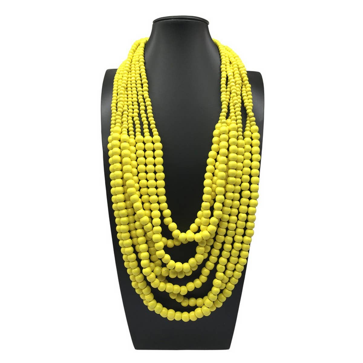 BOHEMIAN MULTI LAYERED WOODEN BEADS NECKLACE_CWMM4737