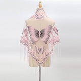 LACE BUTTERFLY EMBROIDERED TRIANGLE SHAWL_CWMM1994